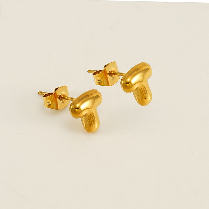 Gold color / 1 Pair Simple Series Elegant Letter T Titanium Steel 18K Gold Plated Women's Stud Earrings Picture20